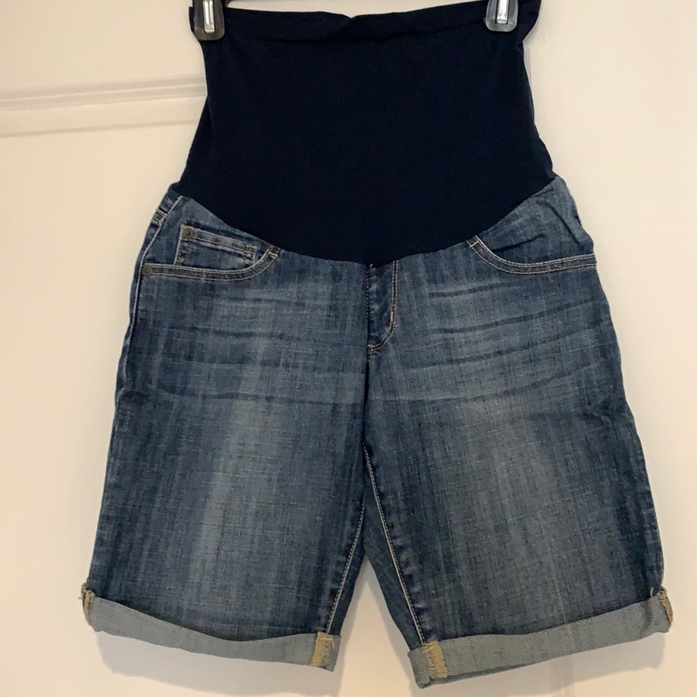 Denim maternity shorts